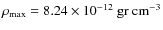 $\rho_{\rm max}= 8.24\times 10^{-12}\rm ~ gr ~ cm^{-3}$