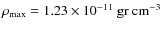 $\rho_{\rm max}= 1.23\times
10^{-11}\rm ~ gr ~ cm^{-3}$