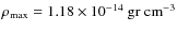 $\rho_{\rm max}= 1.18\times 10^{-14}\rm ~ gr ~ cm^{-3}$