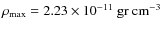 $\rho_{\rm max}= 2.23\times
10^{-11}\rm ~ gr ~ cm^{-3}$