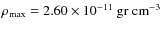 $\rho_{\rm max}= 2.60 \times 10^{-11}\rm ~ gr ~ cm^{-3}$