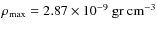 $\rho_{\rm max}= 2.87\times 10^{-9}~\rm gr ~ cm^{-3}$