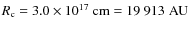$R_{\rm c}=3.0\times 10^{17} ~ {\rm cm}=
19~913 \; \rm AU $