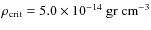 $\rho_{\rm crit}=5.0 \times
10^{-14}~\rm gr ~ cm^{-3}$