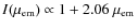 $I(\mu_{\rm em}) \propto 1 + 2.06~\mu_{\rm em}$