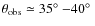 $\theta_{\rm obs} \simeq 35 \hbox{$^\circ$ }{-}40 \hbox{$^\circ$ }$