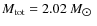$M_{\rm tot} = 2.02~M_{\hbox{$\odot$ }}$