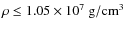 $\rho \leq 1.05 \times 10^7~{\rm g/cm^3}$