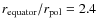 $r_{\rm equator} / r_{\rm pol} = 2.4$