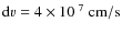 ${\rm d}v = 4
\times 10^{~7}~{\rm cm/s}$