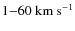 $1{-}60~\mbox{km~s}^{-1}$