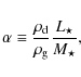 \begin{displaymath}
\alpha \equiv {\rho_{\rm d} \over \rho_{\rm g}} {L_\star \over M_\star},
\end{displaymath}