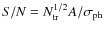 $S/N=N_{\rm tr}^{1/2} A /\sigma_{\rm ph}$