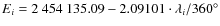 $E_i = 2~454~135.09 - 2.09101\cdot \lambda_i/360^\circ$