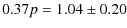 $\displaystyle 0.37p=1.04\pm0.20$