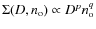 $\Sigma(D,n_{\rm o})\propto D^pn_{\rm o}^q$