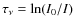 $\tau_\nu = \ln(I_0/I)$
