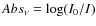 $Abs_\nu=\log(I_0/I)$