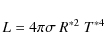 \begin{displaymath}%
L=4\pi\sigma~R^{\ast2}~T^{\ast4}
\end{displaymath}