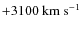 $+3100~\rm km ~ s^{-1}$