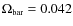 $\Omega_\textrm{\tiny bar}=0.042$
