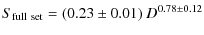 $\displaystyle S_{\rm full\ set} = (0.23 \pm 0.01) ~D^{0.78 \pm 0.12}$