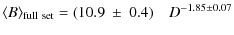 $\displaystyle \langle B \rangle_{\rm full\ set} = (10.9~ \pm\ 0.4)\quad D^{-1.85 \pm 0.07}$