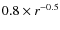 $0.8 \times r^{-0.5}$