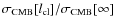 $\sigma_{\rm CMB}[l_{\rm cl}] / \sigma_{\rm CMB}[\infty]$