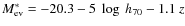 $M^*_{\rm ev} = -20.3 - 5~\log~h_{70}-1.1~z$