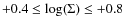 $+0.4 \leq \log(\Sigma) \leq +0.8$