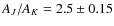 $A_{J}/A_{K}=2.5\pm0.15$