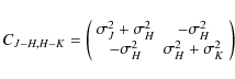 \begin{displaymath}C_{J-H, H-K}=\left(\begin{array}{ccc} \sigma_{J}^{2}+\sigma_{...
...igma_{H}^{2} &\sigma_{H}^{2}+\sigma_{K}^{2} \end{array}\right)
\end{displaymath}