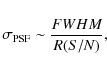 \begin{displaymath}\sigma_{\rm PSF}\sim\frac{{FWHM}}{R(S/N)},
\end{displaymath}