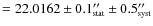 $ = 22.0162 \pm 0.1''_{\mbox{\tiny {stat}}} \pm 0.5''_{\mbox{\tiny {syst}}}$