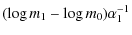 $\displaystyle (\log{m_1} - \log{m_0}) \alpha_1^{-1}$