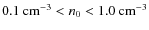 $0.1 ~ {\rm cm}^{-3} < n_0 < 1.0 ~\rm
cm^{-3}$