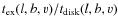 $t_{\rm ex}(l,b,v)/t_{\rm disk}(l,b,v)$