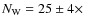 $N_{\rm W}=25\pm4\times$