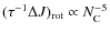 $(\tau^{-1}\Delta J)_{\rm rot} \propto N_{\rm C}^{-5}$