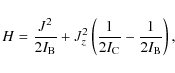 \begin{displaymath}H = \frac{J^{2}}{2I_{\rm B}} + J_{z}^{2}\left(\frac{1}{2I_{\rm C}}-\frac{1}{2I_{\rm B}}\right) ,
\end{displaymath}