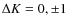 $\Delta K = 0, \pm 1$