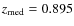 $z_{\rm med}=0.895$