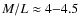 $M/L\approx 4{-}4.5$