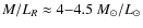 $M/L_R\approx
4{-}4.5~M_\odot/L_\odot$