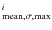 $_{\rm mean, \sigma, max}^{{i}}$
