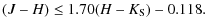 $\displaystyle (J-H) \leq 1.70(H-K_{\rm S})-0.118.$