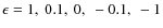 $\epsilon= 1,~0.1,~0,~-0.1,~-1$