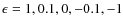 $\epsilon = 1, 0.1, 0, -0.1, -1$