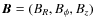 $\vec{B} = (B_R, B_\phi, B_z)$